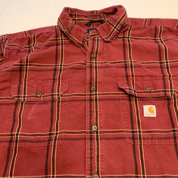 Carhartt Loose Fit Plaid Long Sleeve Button Down Shirt Men’s XL - Picture 2 of 9